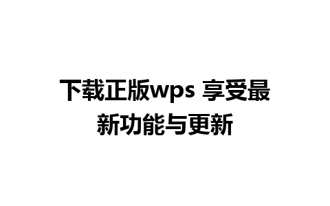 下载正版wps 享受最新功能与更新