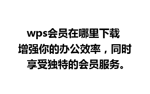 wps会员在哪里下载 增强你的办公效率，同时享受独特的会员服务。