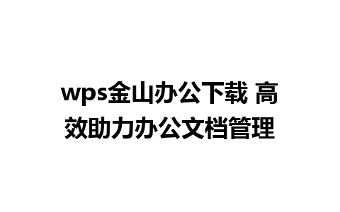 wps金山办公下载 高效助力办公文档管理