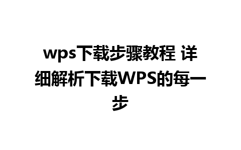 wps下载步骤教程 详细解析下载WPS的每一步