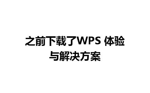 之前下载了WPS 体验与解决方案