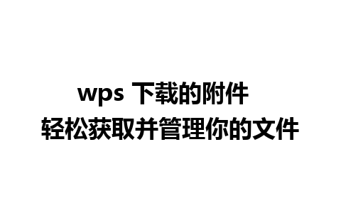 wps 下载的附件  轻松获取并管理你的文件