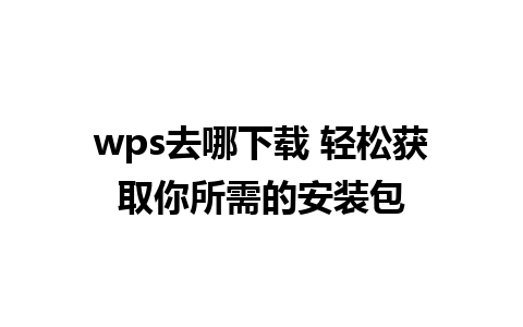 wps去哪下载 轻松获取你所需的安装包