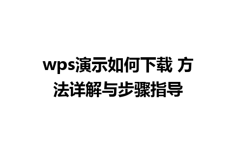 wps演示如何下载 方法详解与步骤指导