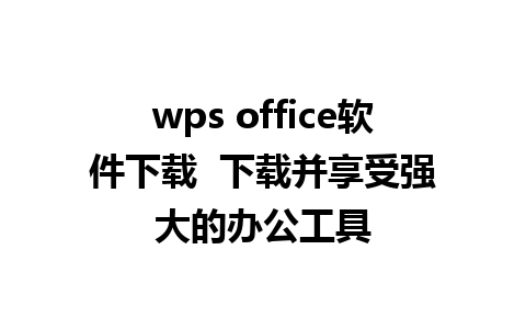 wps office软件下载  下载并享受强大的办公工具