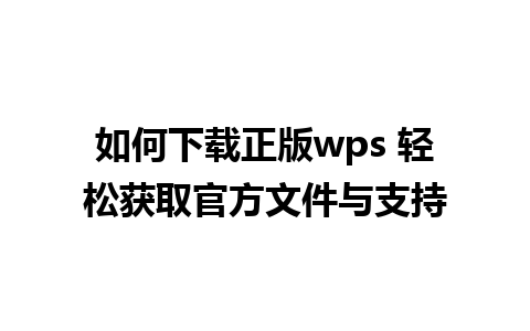 如何下载正版wps 轻松获取官方文件与支持