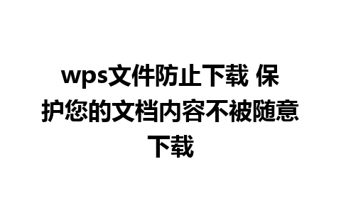 wps文件防止下载 保护您的文档内容不被随意下载