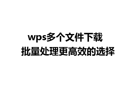 wps多个文件下载  批量处理更高效的选择