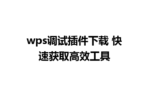 wps调试插件下载 快速获取高效工具