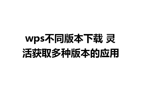 wps不同版本下载 灵活获取多种版本的应用