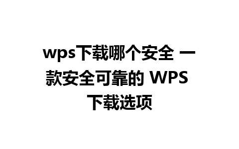 wps下载哪个安全 一款安全可靠的 WPS 下载选项