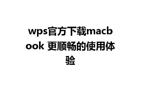 wps官方下载macbook 更顺畅的使用体验