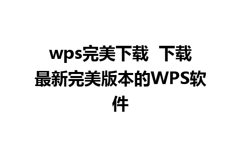 wps完美下载  下载最新完美版本的WPS软件