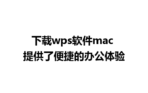 下载wps软件mac 提供了便捷的办公体验