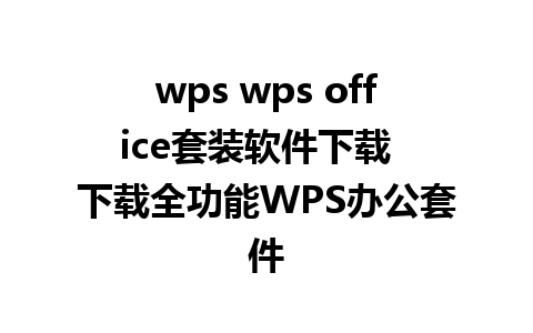 wps wps office套装软件下载  下载全功能WPS办公套件