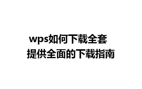 wps如何下载全套  提供全面的下载指南