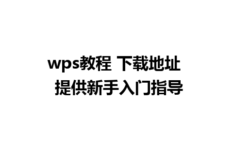 wps教程 下载地址  提供新手入门指导