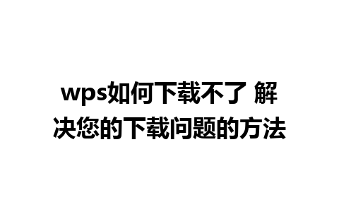 wps如何下载不了 解决您的下载问题的方法