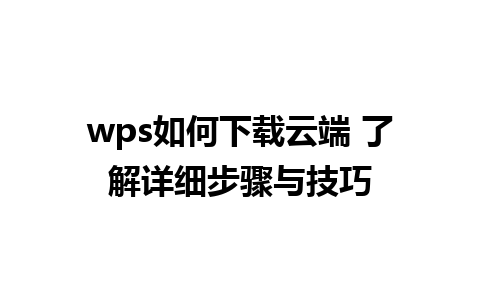 wps如何下载云端 了解详细步骤与技巧