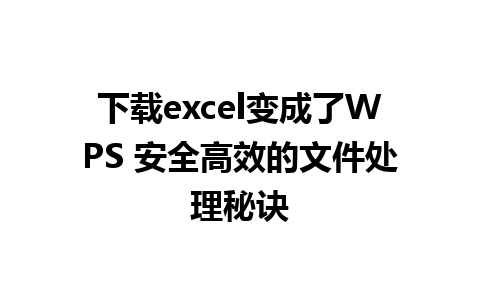 下载excel变成了WPS 安全高效的文件处理秘诀