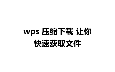 wps 压缩下载 让你快速获取文件