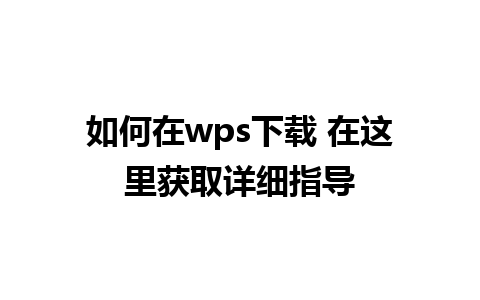 如何在wps下载 在这里获取详细指导