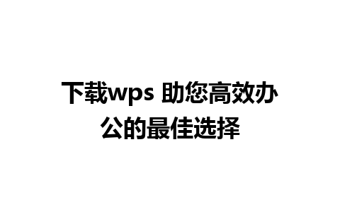 下载wps 助您高效办公的最佳选择