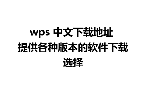 wps 中文下载地址 提供各种版本的软件下载选择