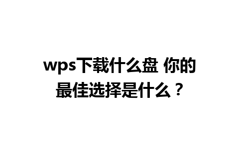 wps下载什么盘 你的最佳选择是什么？