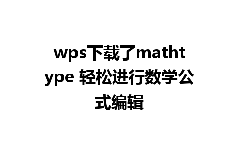 wps下载了mathtype 轻松进行数学公式编辑