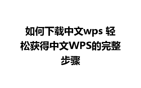 如何下载中文wps 轻松获得中文WPS的完整步骤