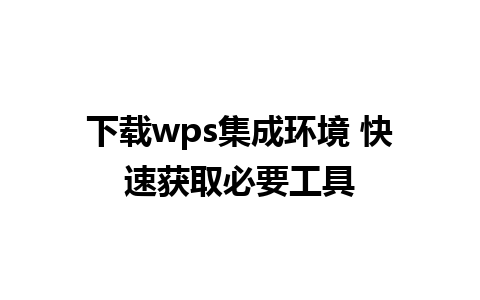 下载wps集成环境 快速获取必要工具