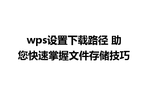 wps设置下载路径 助您快速掌握文件存储技巧