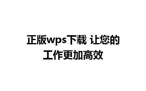 正版wps下载 让您的工作更加高效