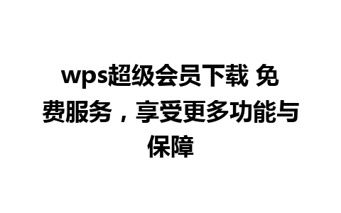 wps超级会员下载 免费服务，享受更多功能与保障