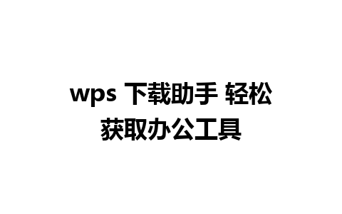 wps 下载助手 轻松获取办公工具