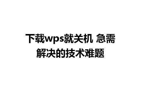 下载wps就关机 急需解决的技术难题