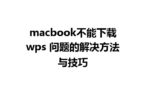 macbook不能下载wps 问题的解决方法与技巧