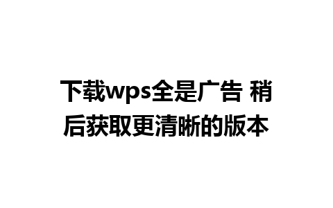 下载wps全是广告 稍后获取更清晰的版本