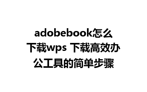 adobebook怎么下载wps 下载高效办公工具的简单步骤