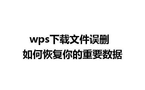 wps下载文件误删  如何恢复你的重要数据