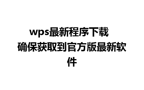 wps最新程序下载  确保获取到官方版最新软件