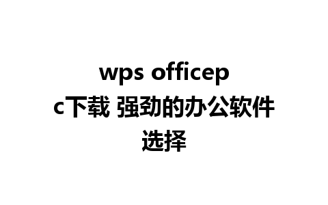 wps officepc下载 强劲的办公软件选择 