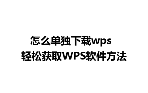 怎么单独下载wps  轻松获取WPS软件方法