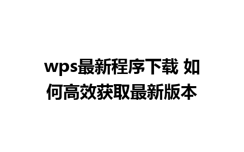 wps最新程序下载 如何高效获取最新版本