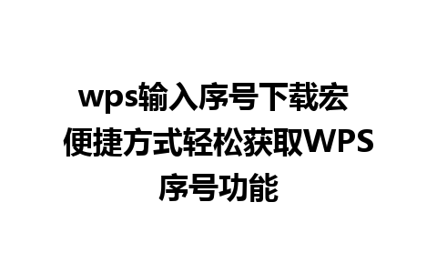 wps输入序号下载宏 便捷方式轻松获取WPS序号功能