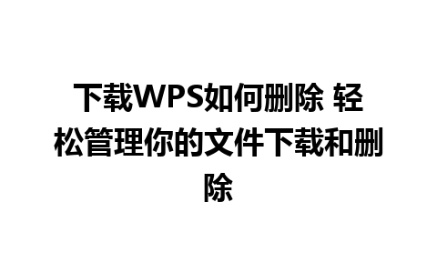 下载WPS如何删除 轻松管理你的文件下载和删除