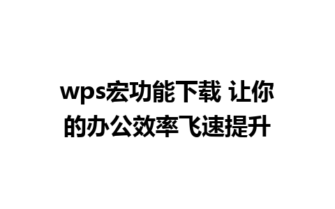 wps宏功能下载 让你的办公效率飞速提升