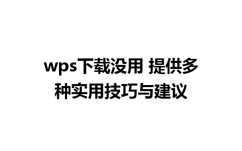 wps下载没用 提供多种实用技巧与建议