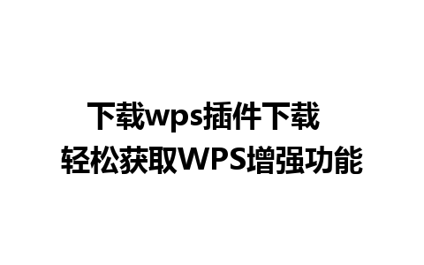 下载wps插件下载  轻松获取WPS增强功能